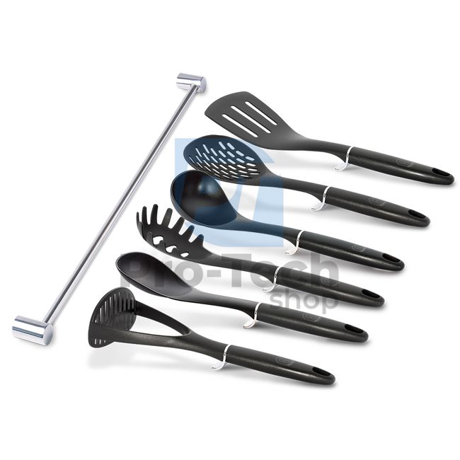 7-teiliges Küchenwerkzeugset mit Edelstahlhalter BLACK 20512