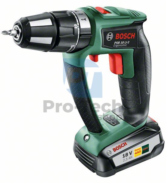 Akku-Schlagbohrmaschine Bosch PSB 18 LI-2 Ergonomisch mit Lithium-Ionen-Technik 03775