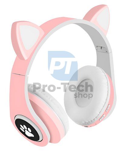 Kabellose Kopfhörer mit Katzenohren - rosa 73987