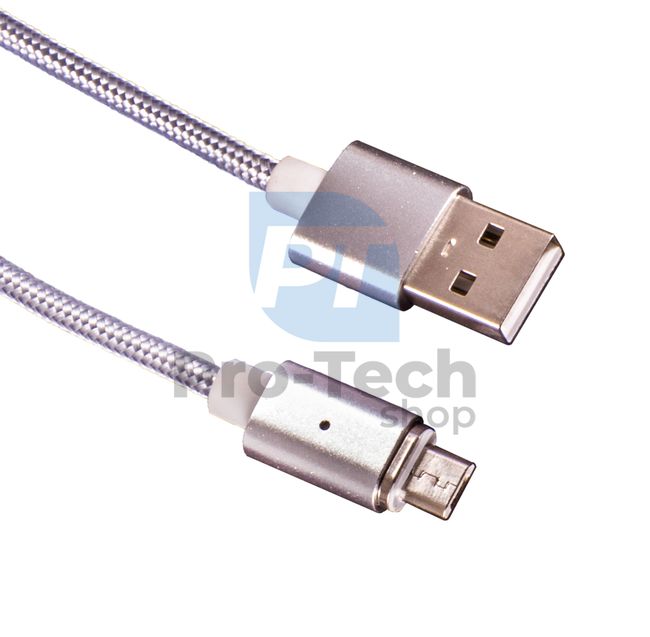 Magnetisches MicroUSB-Kabel A-B, 1m, geflochten 72387