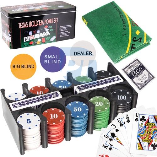 Pokerset - 200 Chips + Karten + Matte 75073
