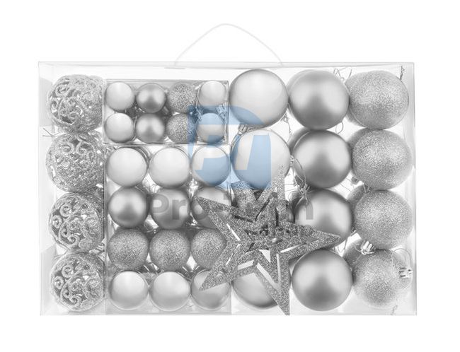 Satz Weihnachtskugeln - 100 Stück + Silberstern 75106