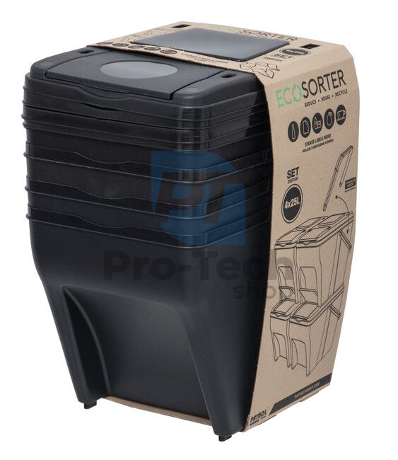 Stapelbarer Abfallbehälter ECOSORTER für sortierten Abfall 4x25l 16396