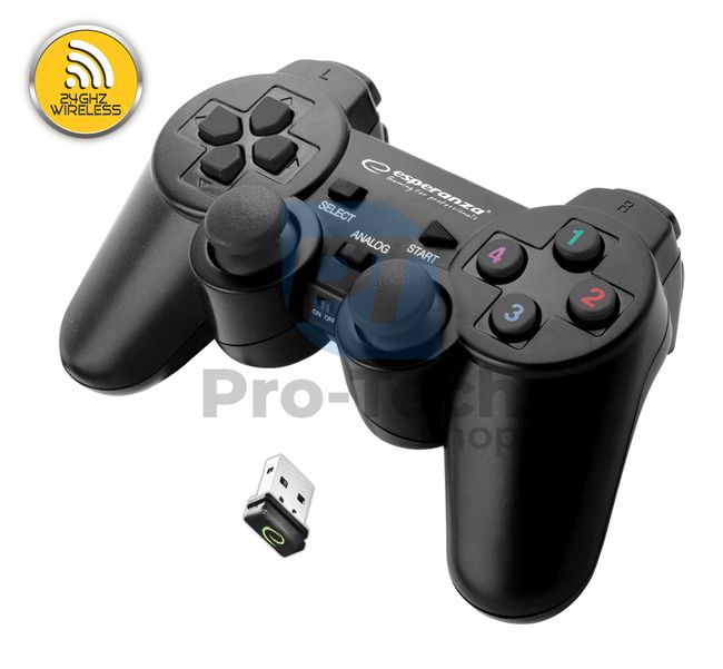 Vibrierendes kabelloses Gamepad PC/PS3 USB GLADIATOR, schwarz 72646