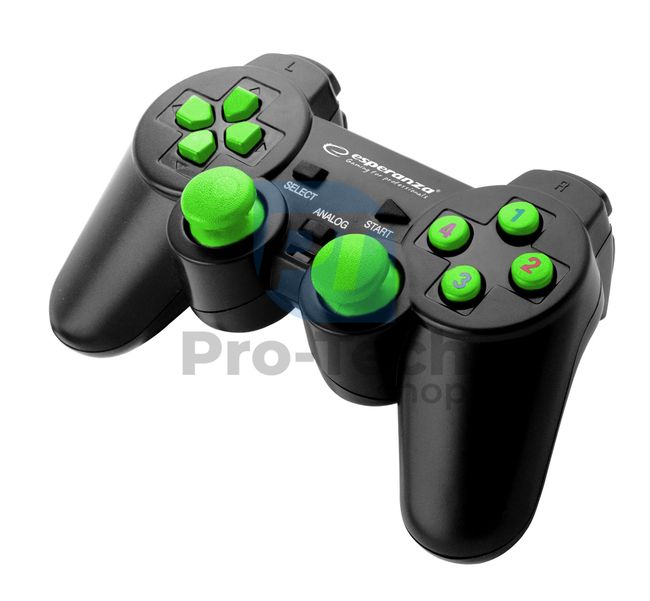 Vibrierendes Gamepad für PC mit USB WARRIOR, schwarz-grün 72629